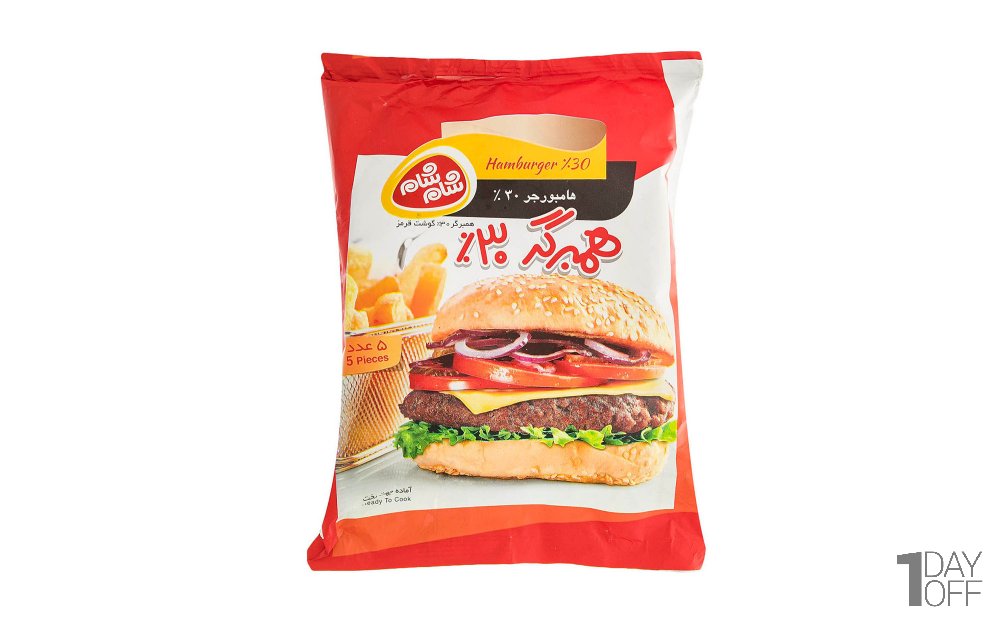 همبرگر 30% گوشت قرمز شام‌شام مقدار 500 گرم