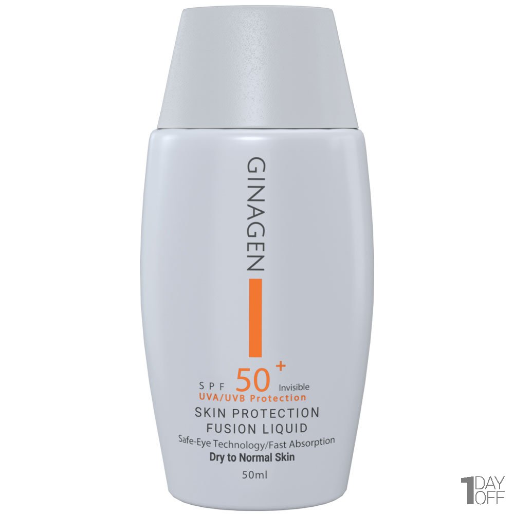 کرم ضد آفتاب بی رنگ SPF50 مناسب پوست خشک و نرمال ژیناژن مقدار 50 میلی‌لیتر