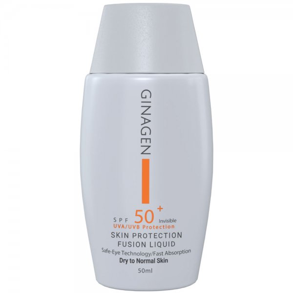 کرم ضد آفتاب بی رنگ SPF50 مناسب پوست خشک و نرمال ژیناژن مقدار 50 میلی‌لیتر
