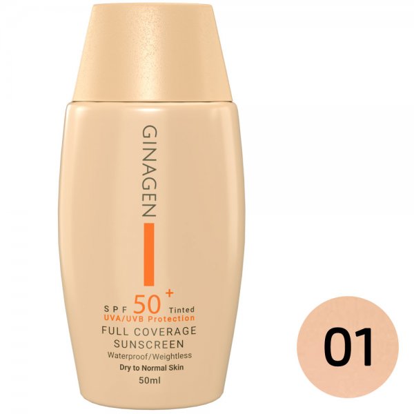 کرم ضد آفتاب رنگی SPF50 مناسب پوست خشک و نرمال ژیناژن مقدار 50 میلی‌لیتر - رنگ 01