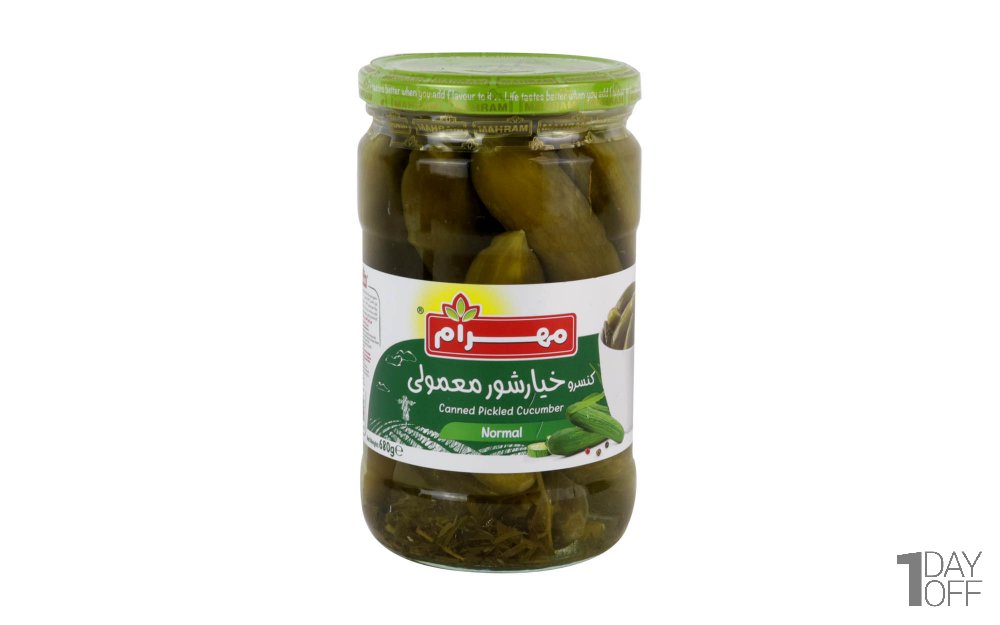 کنسرو خیارشور معمولی مهرام مقدار 680 گرم