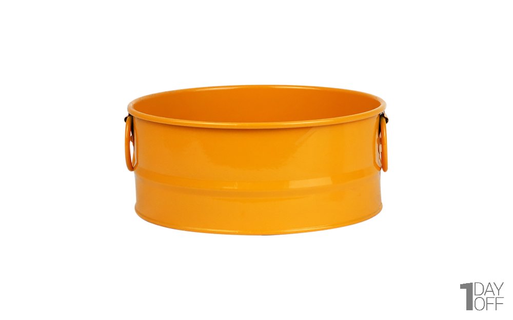 گلدان فلزی دسته‌ حلقه‌ای تورینگ ابعاد 19x19x8 سانتی‌متر رنگ نارنجی پرتقالی