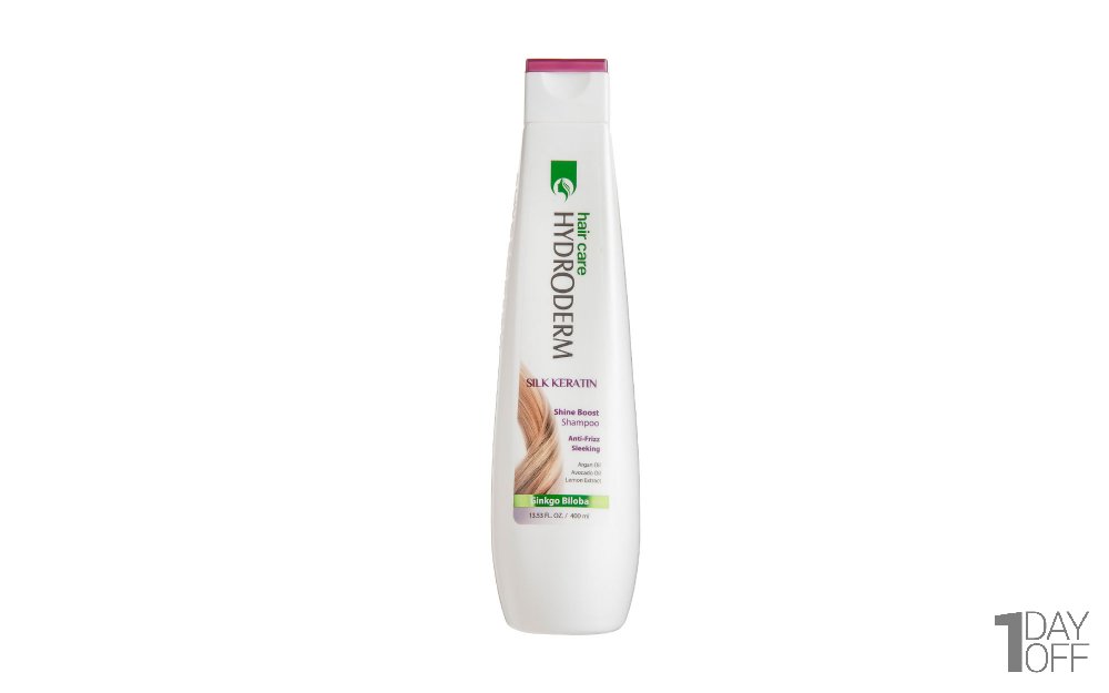 شامپو براق‌کننده حاوی کراتین و ابریشم هیدرودرم مدل Silk Keratin مقدار 400 میلی‌لیتر