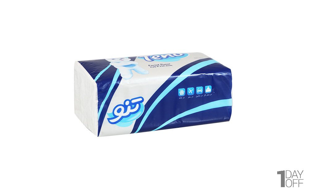  دستمال کاغذی دولایه تنو بسته 250 برگ