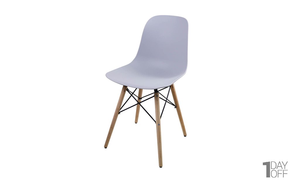 صندلی اِیمز پایه ایفلی بدون دسته با پایه چوبی رنگ خاکستری