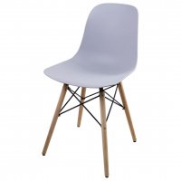 صندلی اِیمز پایه ایفلی بدون دسته با پایه چوبی رنگ خاکستری