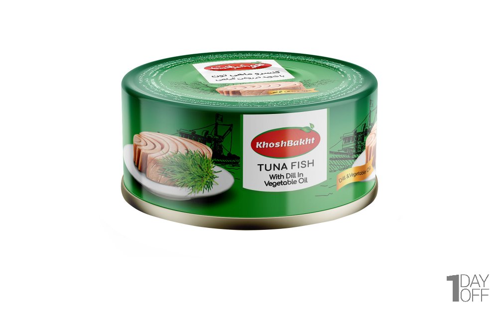 کنسرو ماهی تون در روغن گیاهی با شوید خوشبخت مقدار 180 گرم
