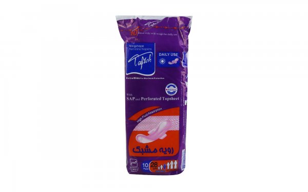 نوار بهداشتی بال‌دار خیلی بزرگ ویژه روز مشبک تافته بسته 10 عددی 