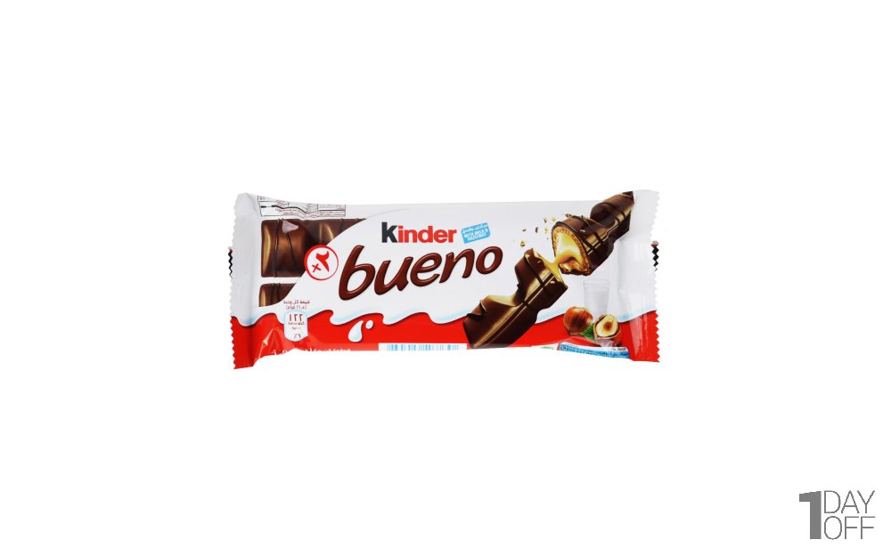 ویفر شکلات شیری با مغز کرم فندقی کیندر بوئنو (Kinder Bueno) مقدار 43 گرم