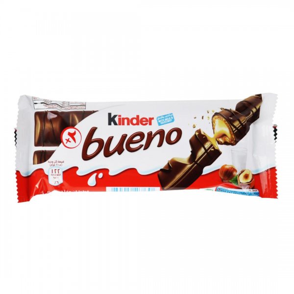 ویفر شکلات شیری با مغز کرم فندقی کیندر بوئنو (Kinder Bueno) مقدار 43 گرم