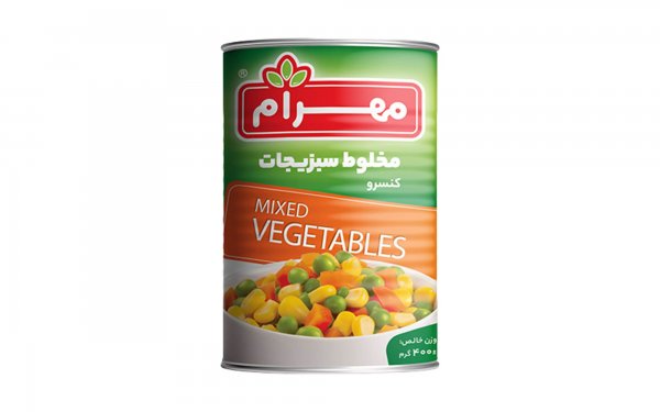کنسرو مخلوط سبزیجات مهرام مقدار 400 گرم