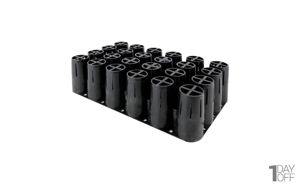 سینی نشا پلاستیکی استوانه‌ای 24 خانه سایز 21 در 34.5 سانتی‌متر رنگ مشکی
