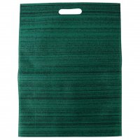 ساک خرید (شاپینگ بگ) سوزنی دسته موزی سایز 34.5 در 44.5 سانتی‌متر با طرح راه راه افقی مشکی و سبز