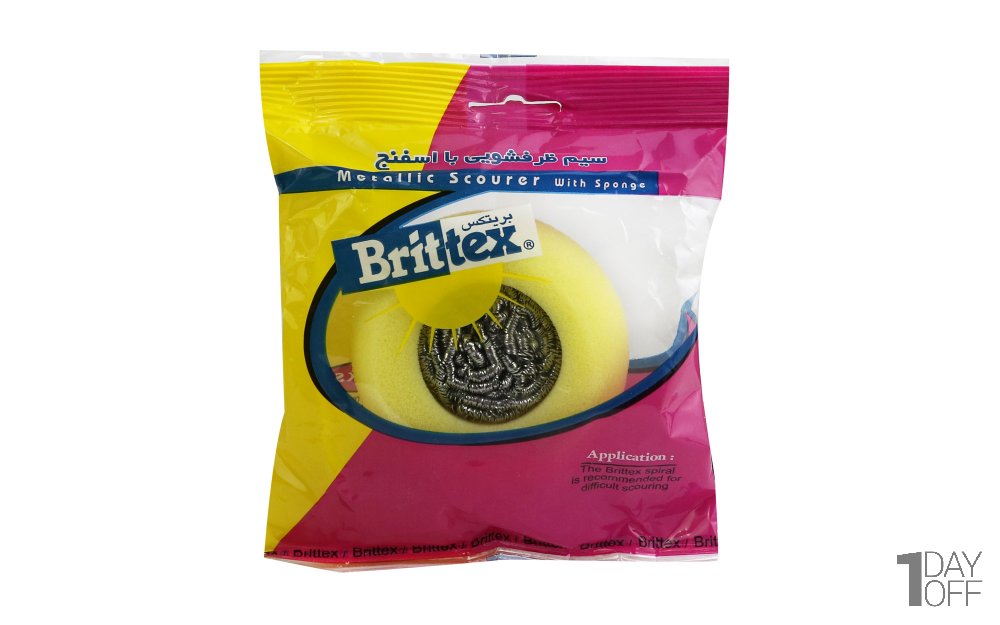 سیم ظرفشویی دارای ابر شستشوی ظروف بریتکس (Britex) بسته 1 عددی