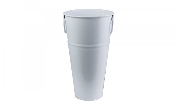 گلدان فلزی دسته‌ حلقه‌ای تورینگ ابعاد 28x16x10 سانتی‌متر رنگ سفید