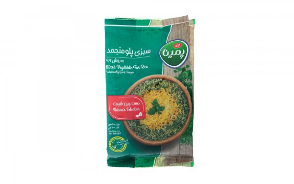سبزی پلو منجمد پمینا کاله مقدار 400 گرم