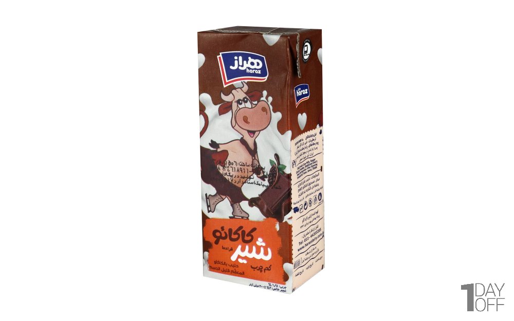 شیر کاکائو کم‌چرب هراز مقدار 200 میلی‌لیتر 