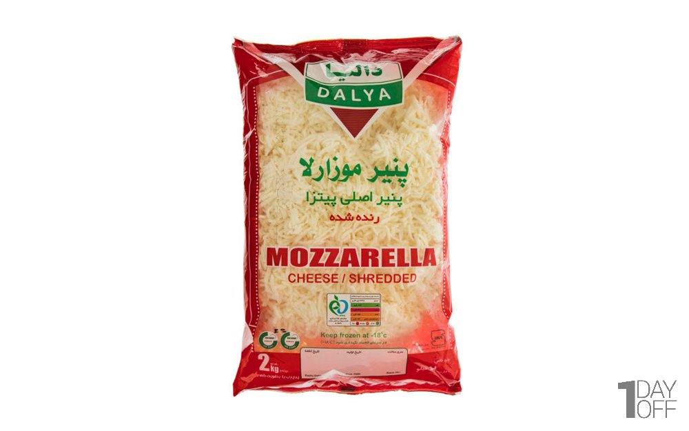 پنیر پیتزا موزارلا رنده شده پرچرب دالیا مقدار 2000 گرم