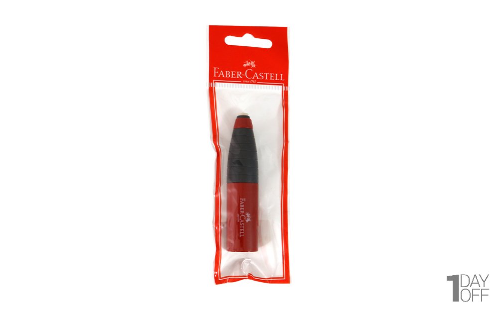 پاک‌کن چرخشی به همراه تراش فابر کاستل (Faber Castell) رنگ قرمز
