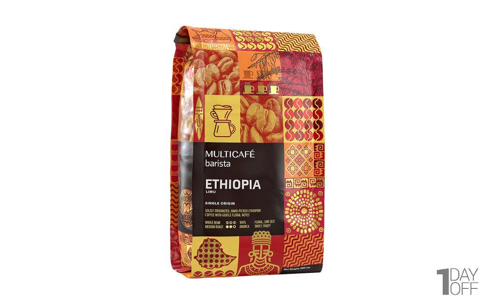 دانه قهوه اتیوپی (ETHIOPIA) مولتی‌کافه مقدار 250 گرم  