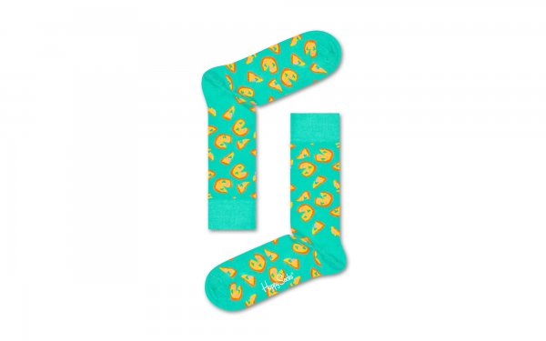  جوراب هپی‌ساکس (Happy Socks) کد 6636 سری غذا طرح پیتزا رنگ زمینه فیروزه‌ای