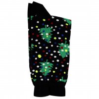 جوراب کد جوراب هپی‌ساکس (Happy Socks) کد 2589 سری کریسمس طرح درخت کریسمس رنگ زمینه مشکی2589
