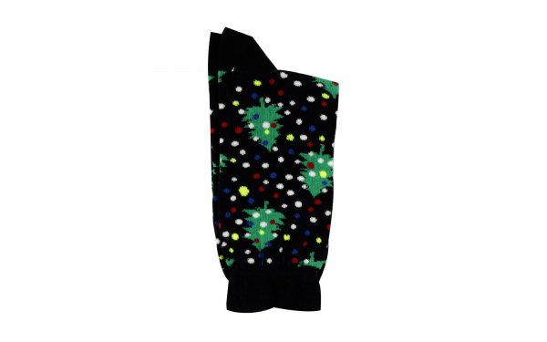 جوراب کد جوراب هپی‌ساکس (Happy Socks) کد 2589 سری کریسمس طرح درخت کریسمس رنگ زمینه مشکی2589