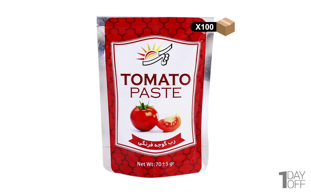 رب گوجه‌فرنگی یک نفره تک مقدار 70 گرم - بسته 100 عددی