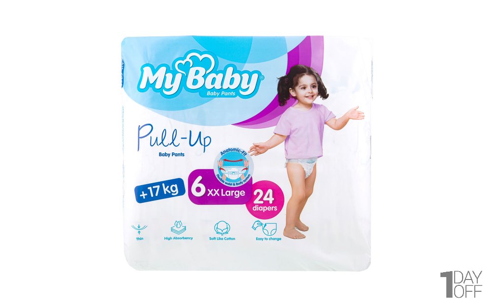 پوشک شورتی بچه مای بیبی سایز 6 بسته 24 عددی