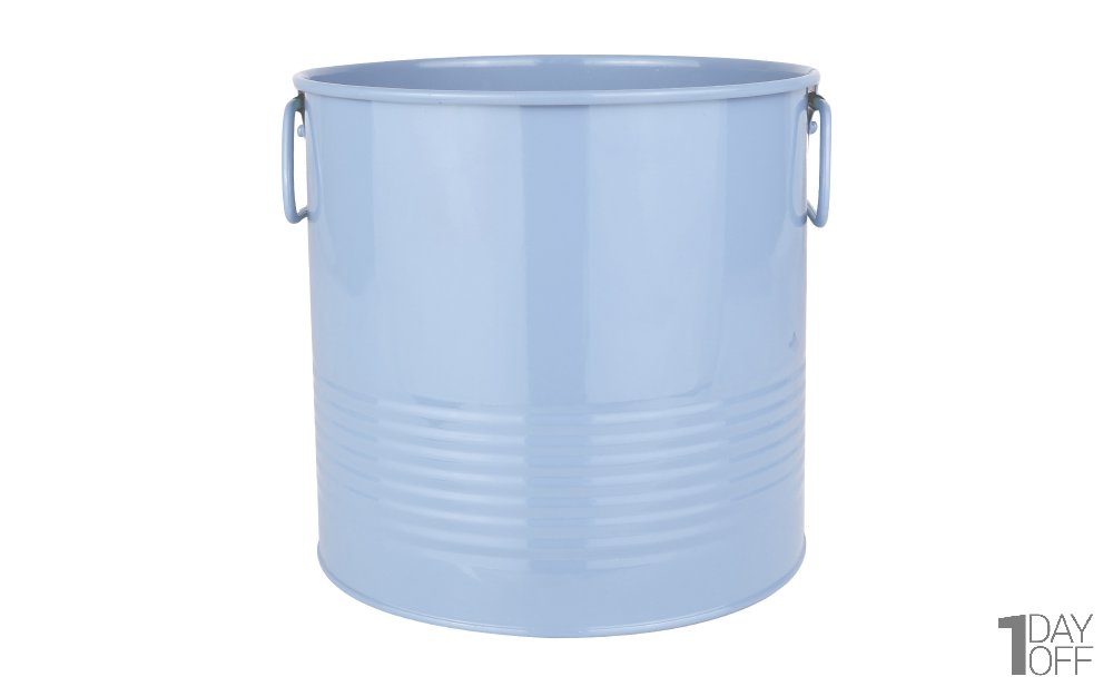 گلدان فلزی دسته‌ فلزی لاین ابعاد 19x19x18 سانتی‌متر رنگ آبی روشن