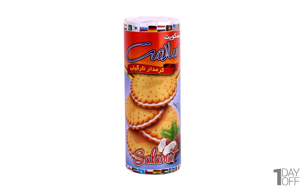 یسکویت کرم‌دار نارگیلی سلامت مقدار 400 گرم