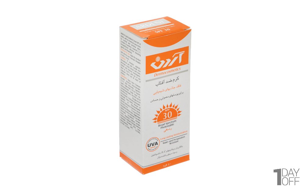 کرم ضدآفتاب SPF30 رنگی آردن مدل فیزیکال مقدار 50 گرم