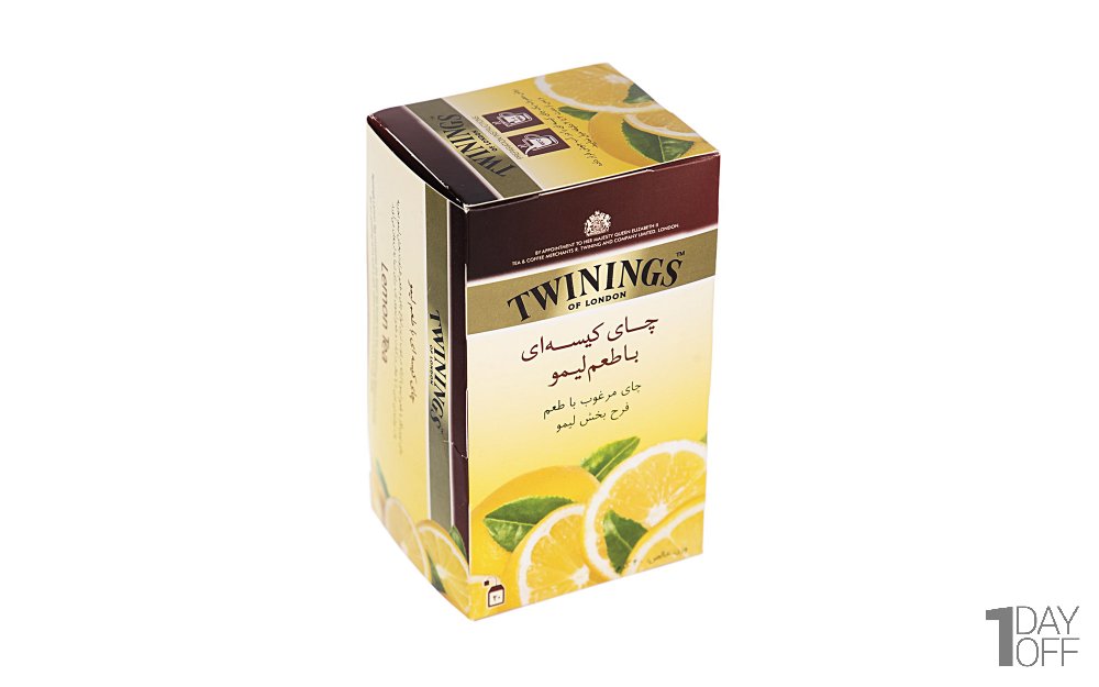 چای سیاه کیسه‌ای با طعم لیمو توینینگز بسته 20 عددی