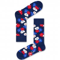 جوراب هپی‌ساکس (Happy Socks) کد 2569  طرح گل‌دار رنگ زمینه سورمه‌ای