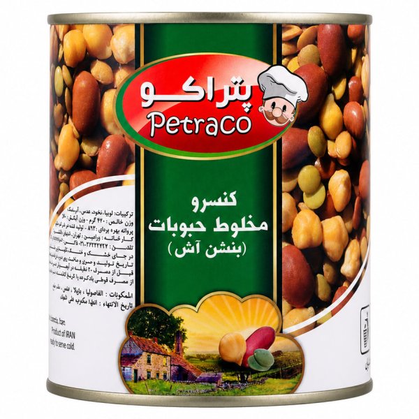 کنسرو مخلوط حبوبات آماده آش پتراکو مقدار 760 گرم