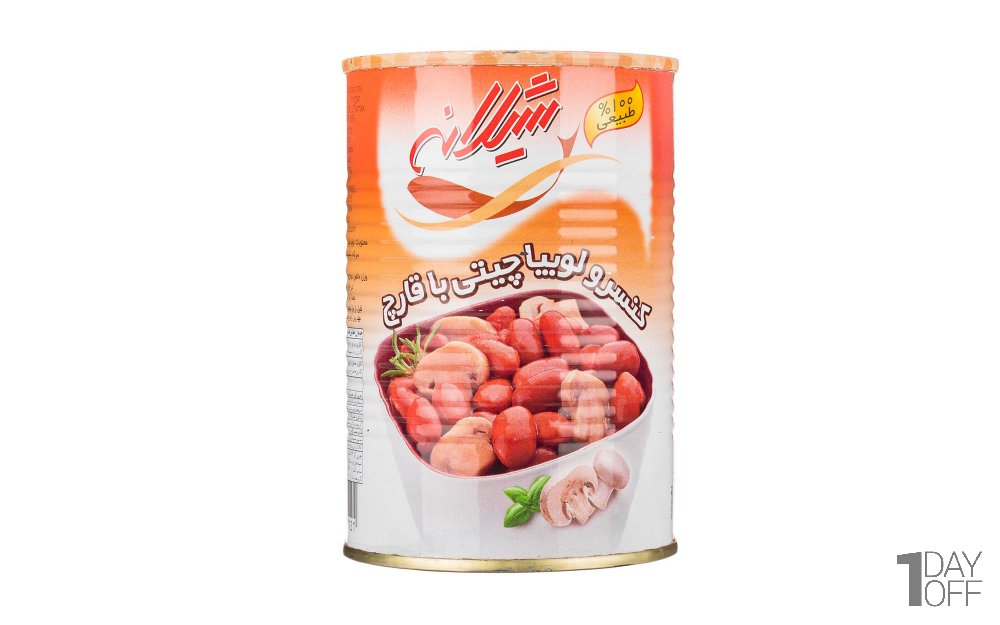 کنسرو لوبیا چیتی با قارچ شیلانه مقدار 380 گرم 