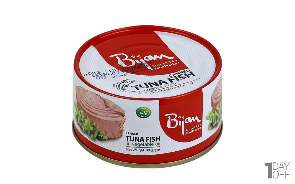 کنسرو ماهی تن در روغن گیاهی بیژن مقدار 180 گرم