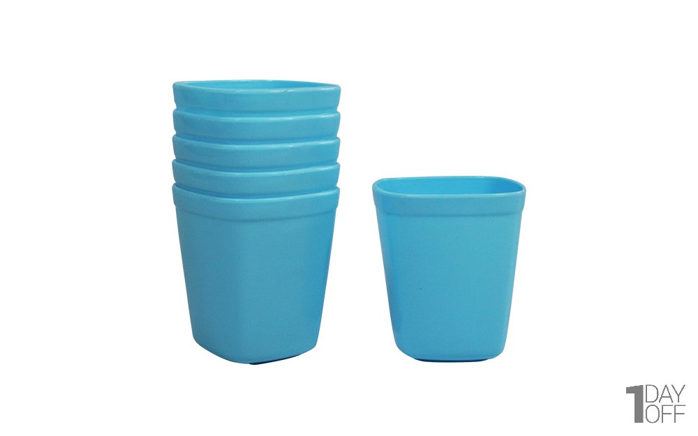 لیوان پلاستیکی 6 عددی کاوه رنگ آبی