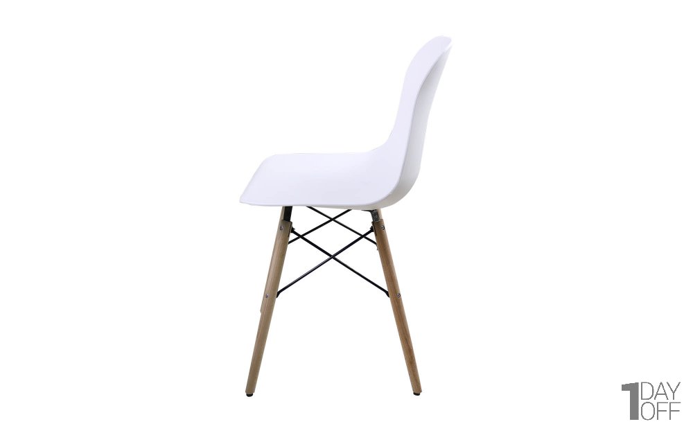 صندلی اِیمز پایه ایفلی بدون دسته با پایه چوبی رنگ سفید