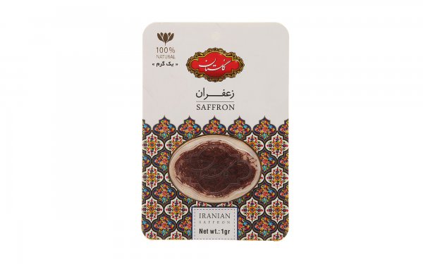 زعفران گلستان کارتی با طرح خاتم مقدار 1 گرم 