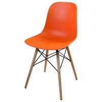 صندلی اِیمز پایه ایفلی بدون دسته با پایه چوبی رنگ نارنجی