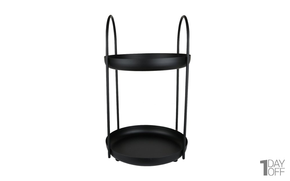 استند پذیرایی دوطبقه فلزی مشکی ابعاد 24x41 سانتی‌متر
