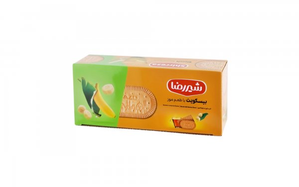 بیسکویت با طعم موز شیررضا مقدار 600 گرم