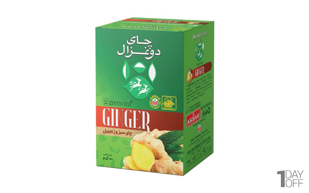 چای سبز و زنجبیل دوغزال مقدار 100 گرم
