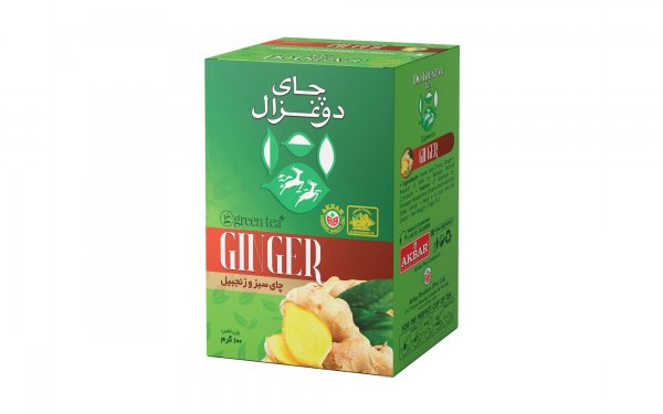 چای سبز و زنجبیل دوغزال مقدار 100 گرم