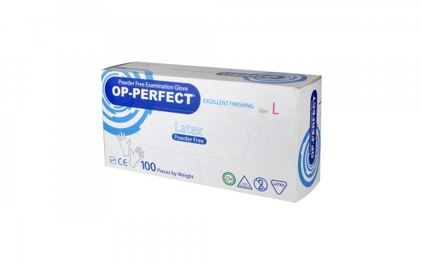 دستکش لاتکس سایز L اپی‌پرفکت (OP-PERFECT) بسته 100 عددی