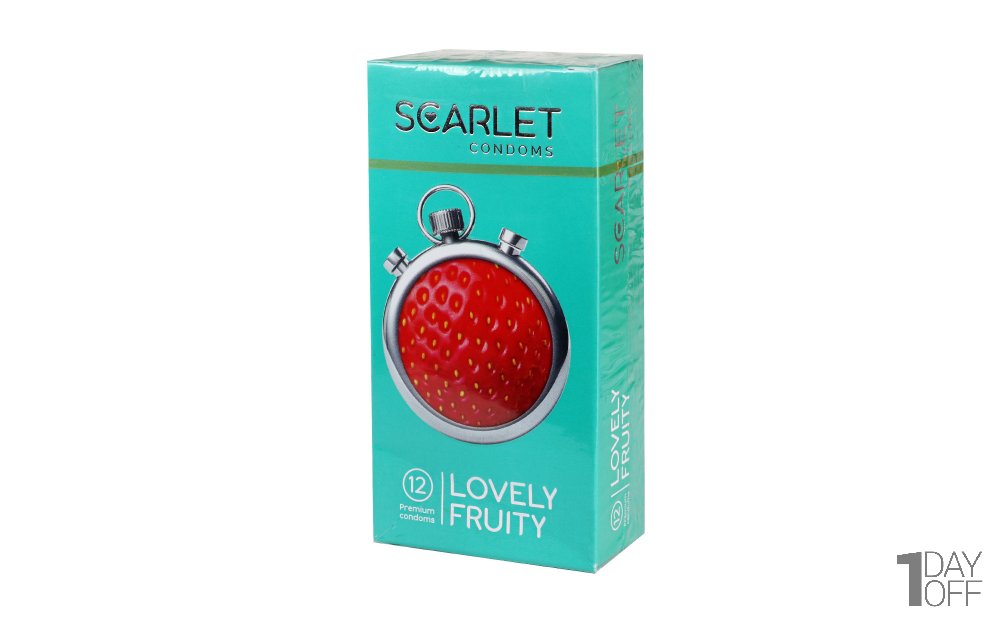 کاندوم میوه‌ای تاخیری اسکارلت مدل Lovely Fruity بسته 12 عددی