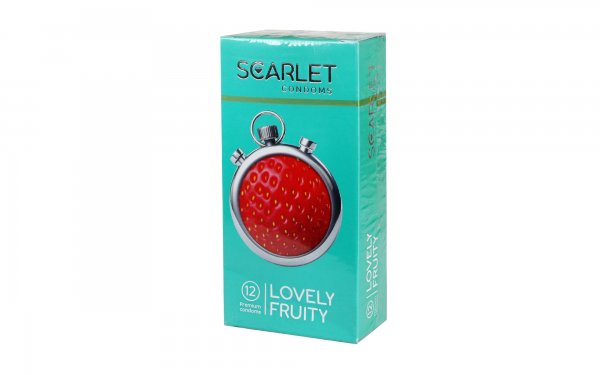 کاندوم میوه‌ای تاخیری اسکارلت مدل Lovely Fruity بسته 12 عددی