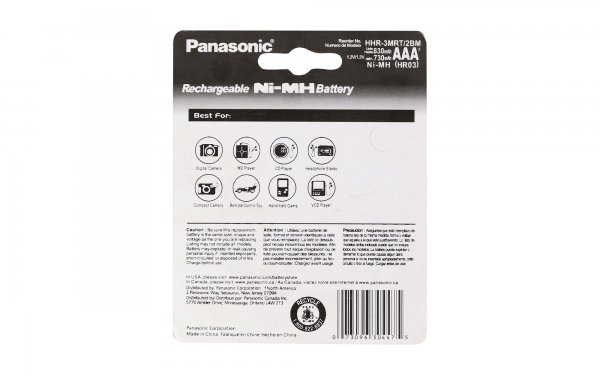باتری نیم‌قلم قابل شارژ بسته 2 عددی پاناسونیک (Panasonic) مدل HHR-3MRT/2BM