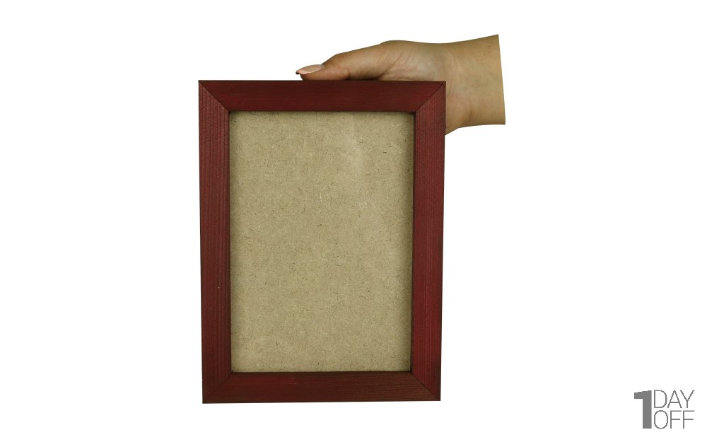 قاب عکس چوبی دست ساز ابعاد 15x20 سانتی‌متر رنگ زرشکی